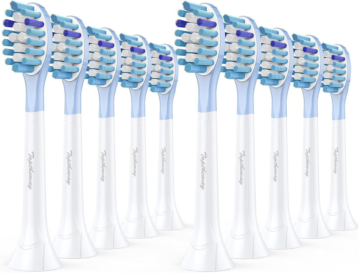 Toptheway Replacement Toothbrush Heads Compatible with Philips Sonicare C-3, ProtectiveClean 4100 5100 6100, Replacement Heads for G3 W3 C2 G2, 10 Brush Heads, White