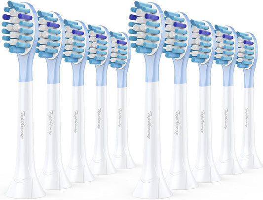 Toptheway Replacement Toothbrush Heads Compatible with Philips Sonicare C-3, ProtectiveClean 4100 5100 6100, Replacement Heads for G3 W3 C2 G2, 10 Brush Heads, White