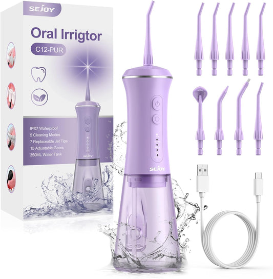 350ML Water Dental Picks for Teeth Cleaning and Flossing, Water Flosser Electric Cordless, 5 Modes 9 Jet Tips, Portable Water Dental Flosser for Daily Oral Care, Oral Irrigator Gifts for Women Men
